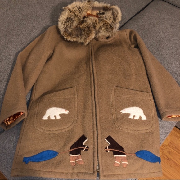 Vintage Inuvik Winter Parka Fur Hood Wool Embroidered - Picture 1 of 6